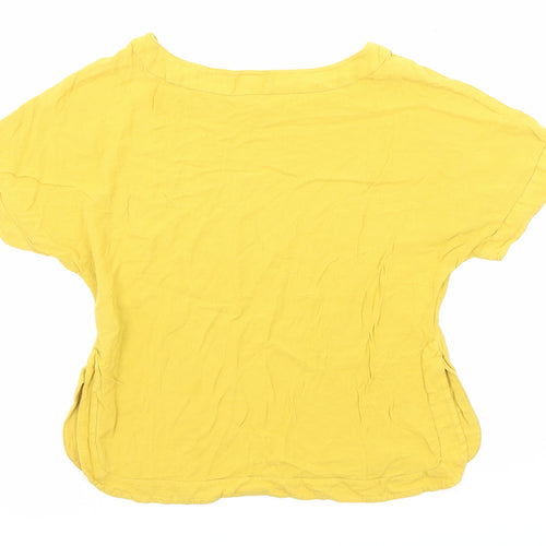 H&M Womens Yellow Viscose Basic T-Shirt Size 4 Round Neck