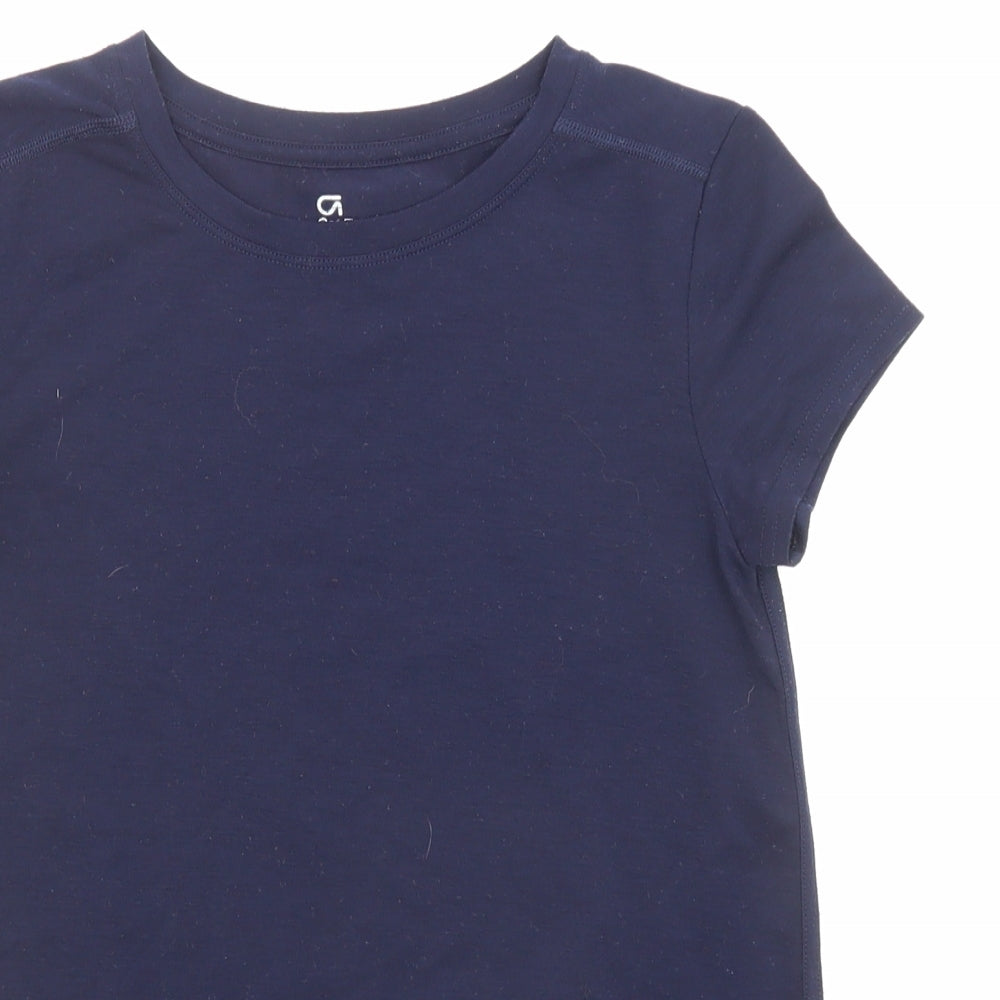 Gap Girls Blue Polyester Basic T-Shirt Size 10-11 Years Round Neck Pullover