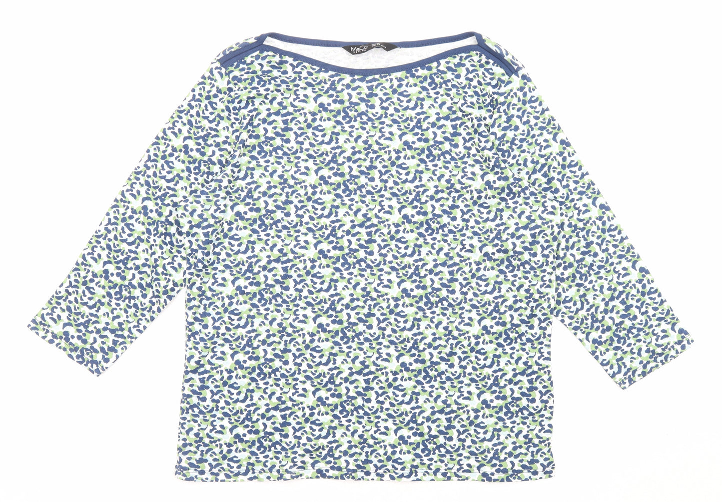 M&Co Womens Multicoloured Animal Print Cotton Basic T-Shirt Size 16 Boat Neck - Leopard Print