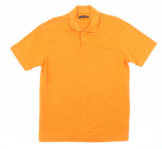 Chevignon Mens Orange Cotton Polo Size L Collared Button