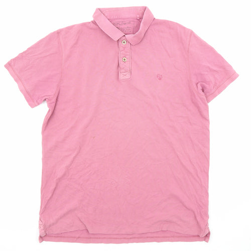 Fat Face Mens Pink Cotton Polo Size L Collared Pullover