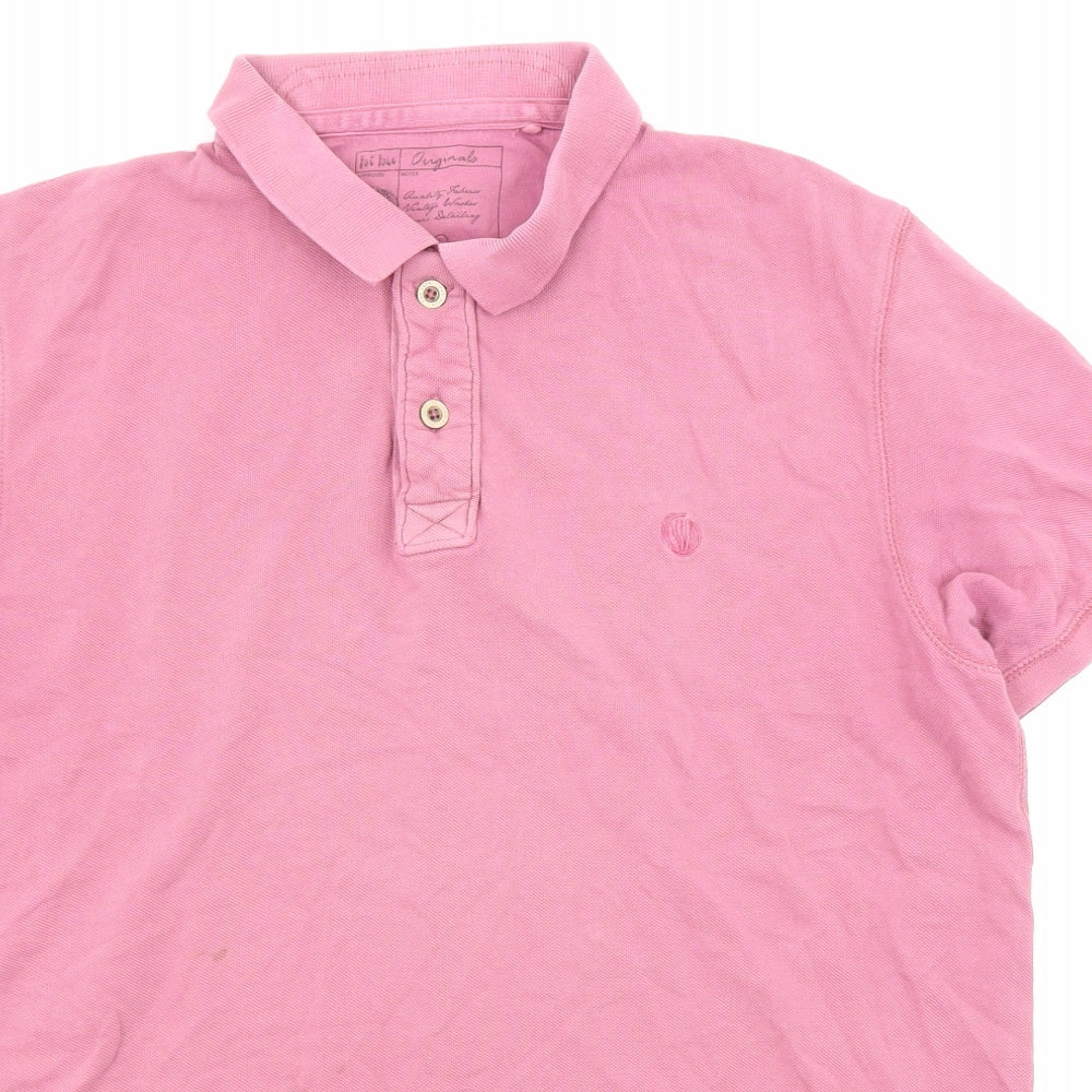 Fat Face Mens Pink Cotton Polo Size L Collared Pullover