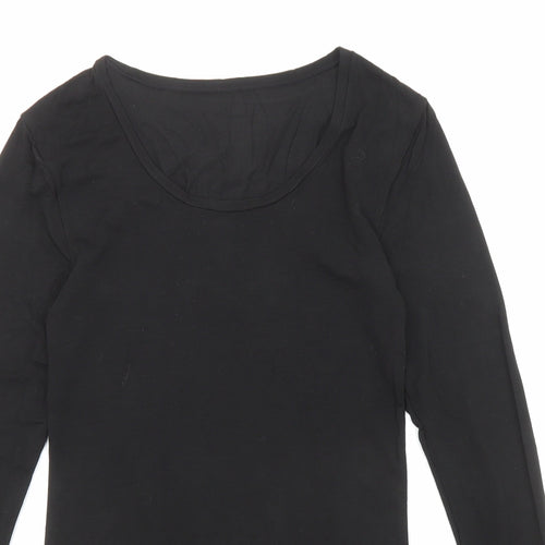 Marks and Spencer Womens Black Acrylic Basic T-Shirt Size 12 Scoop Neck - Thermal