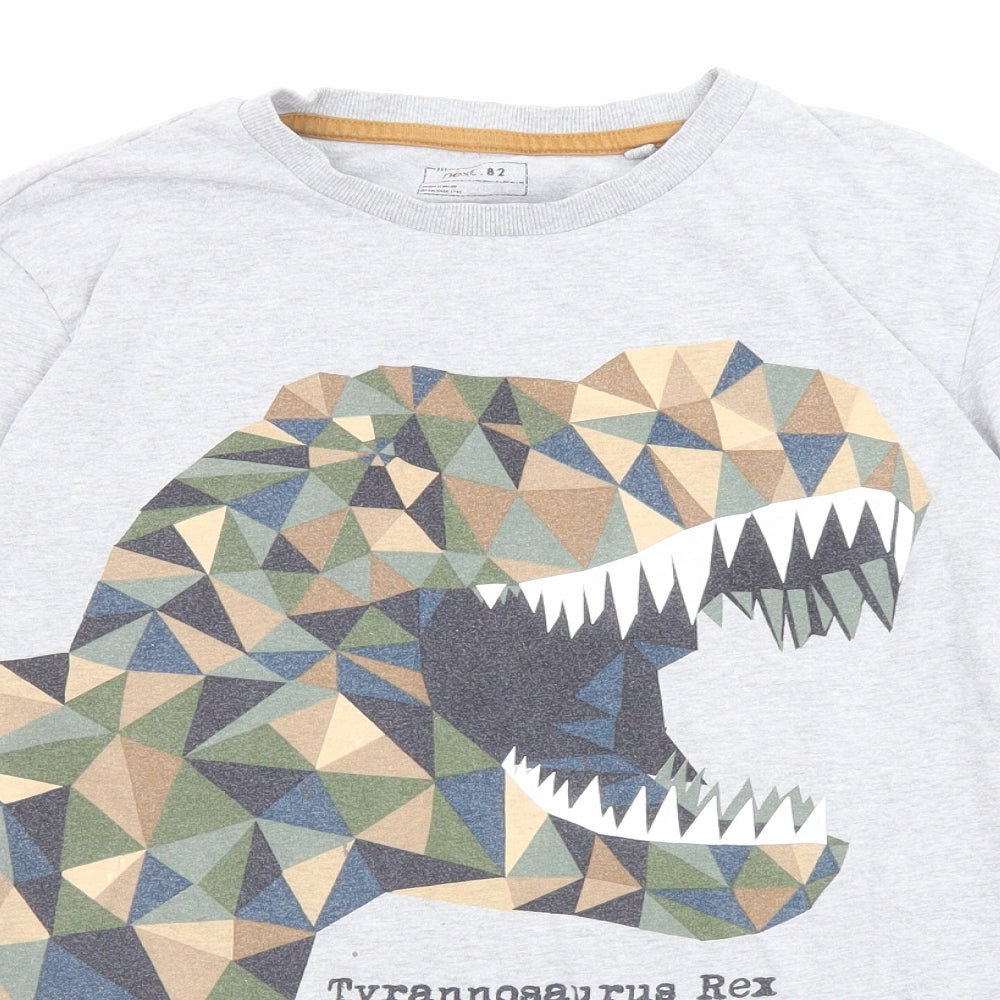 NEXT Boys Grey Cotton Basic T-Shirt Size 5 Years Round Neck Pullover - Dinosaur, Tyrannosaurus Rex