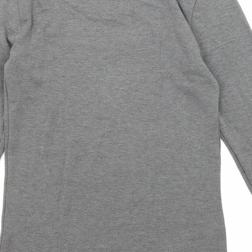Marks and Spencer Womens Grey Herringbone Acrylic Basic T-Shirt Size 12 Round Neck - Thermal