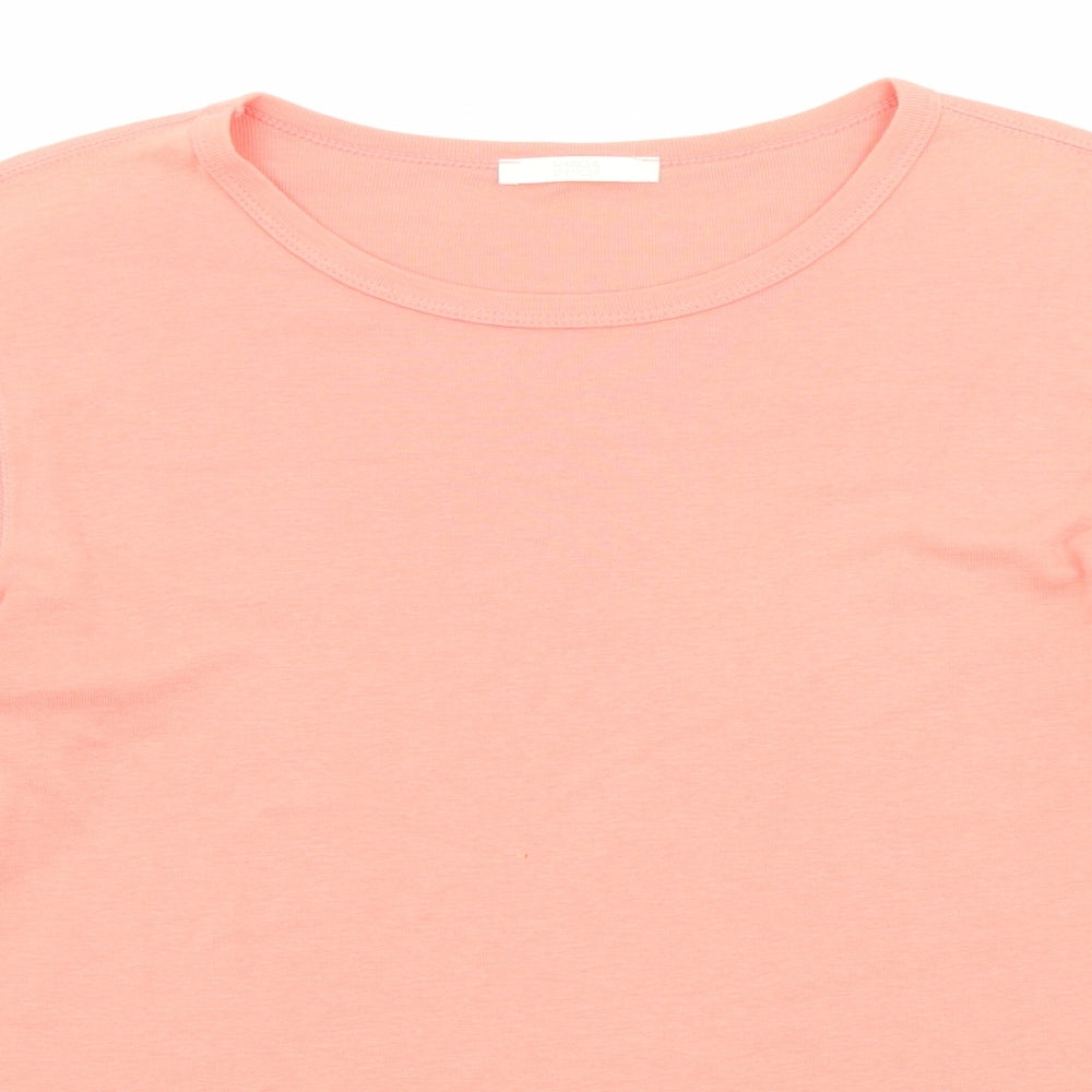 Marks and Spencer Womens Pink Cotton Basic T-Shirt Size 16 Round Neck