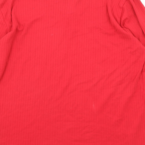 Lands' End Mens Red Cotton T-Shirt Size M Henley