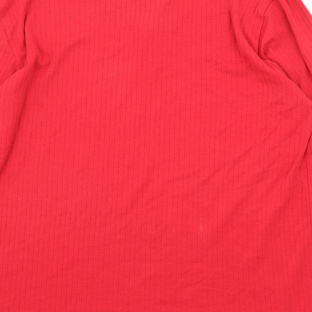 Lands' End Mens Red Cotton T-Shirt Size M Henley