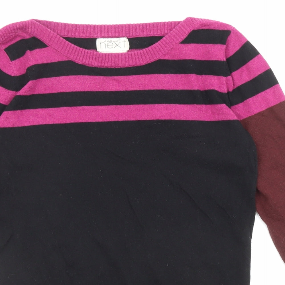 NEXT Womens Multicoloured Round Neck Cotton Pullover Jumper Size 10 - Colour Block Stripe