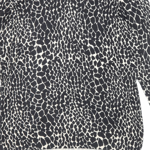 Dorothy Perkins Womens Black Round Neck Animal Print Viscose Pullover Jumper Size 14 - Giraffe Print