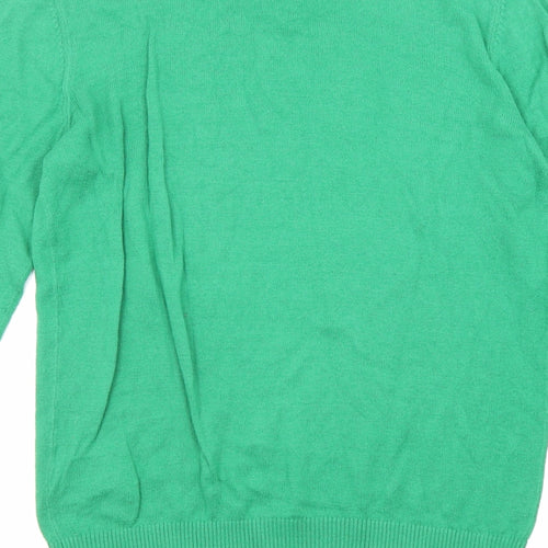 Abercrombie & Fitch Mens Green V-Neck Cotton Pullover Jumper Size M Long Sleeve