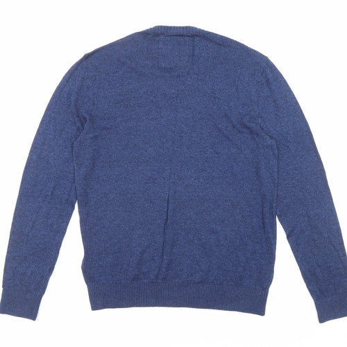 Hollister Mens Blue V-Neck Cotton Pullover Jumper Size M Long Sleeve