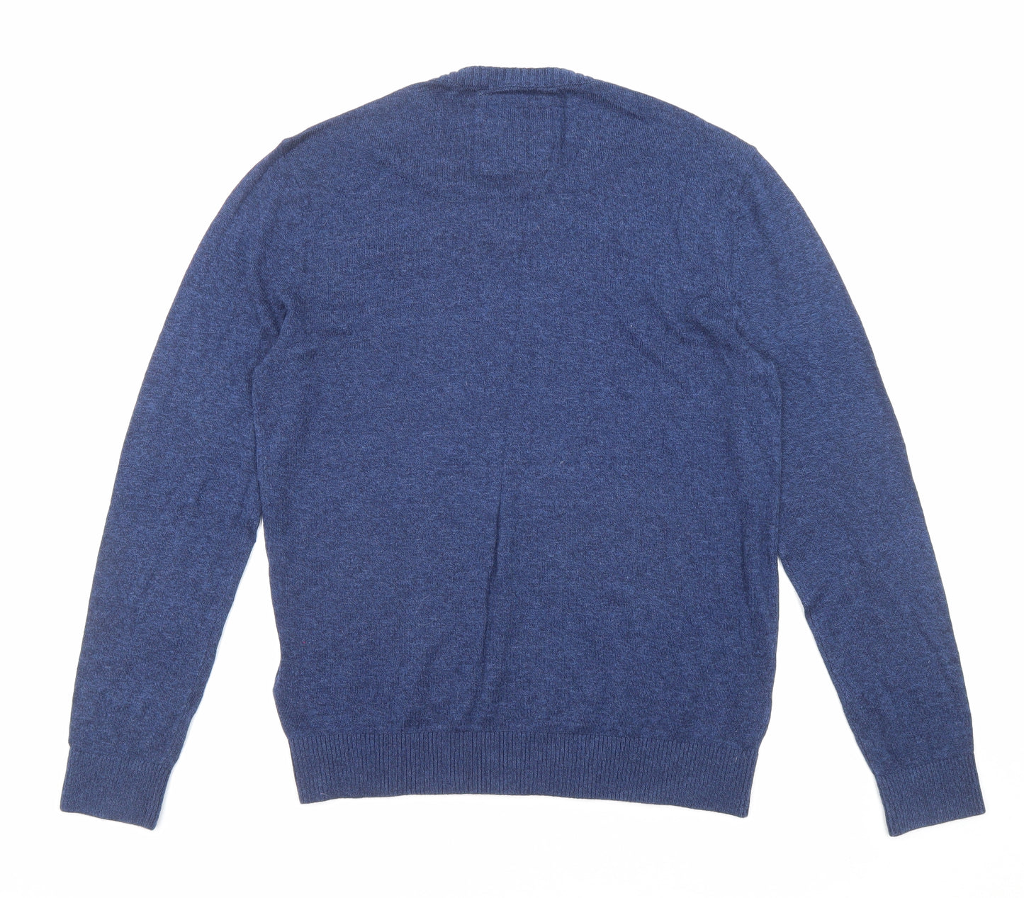 Hollister Mens Blue V-Neck Cotton Pullover Jumper Size M Long Sleeve