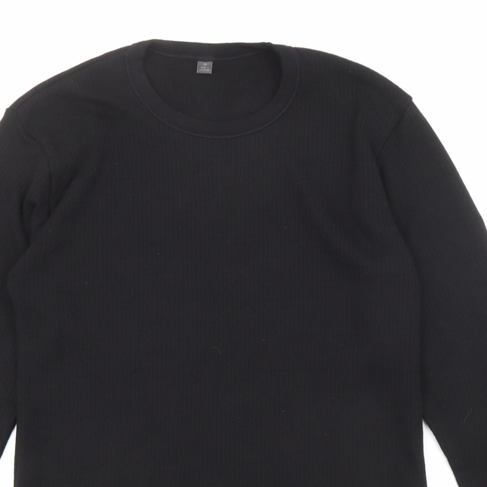 Marks and Spencer Mens Black Wool T-Shirt Size M Crew Neck - Thermal