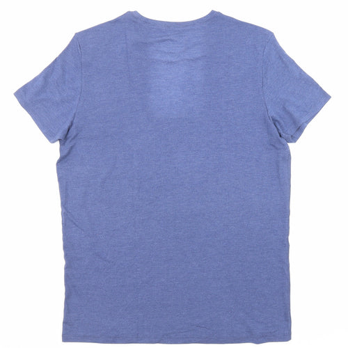 Marks and Spencer Mens Blue Polyester T-Shirt Size L Crew Neck - Thermal