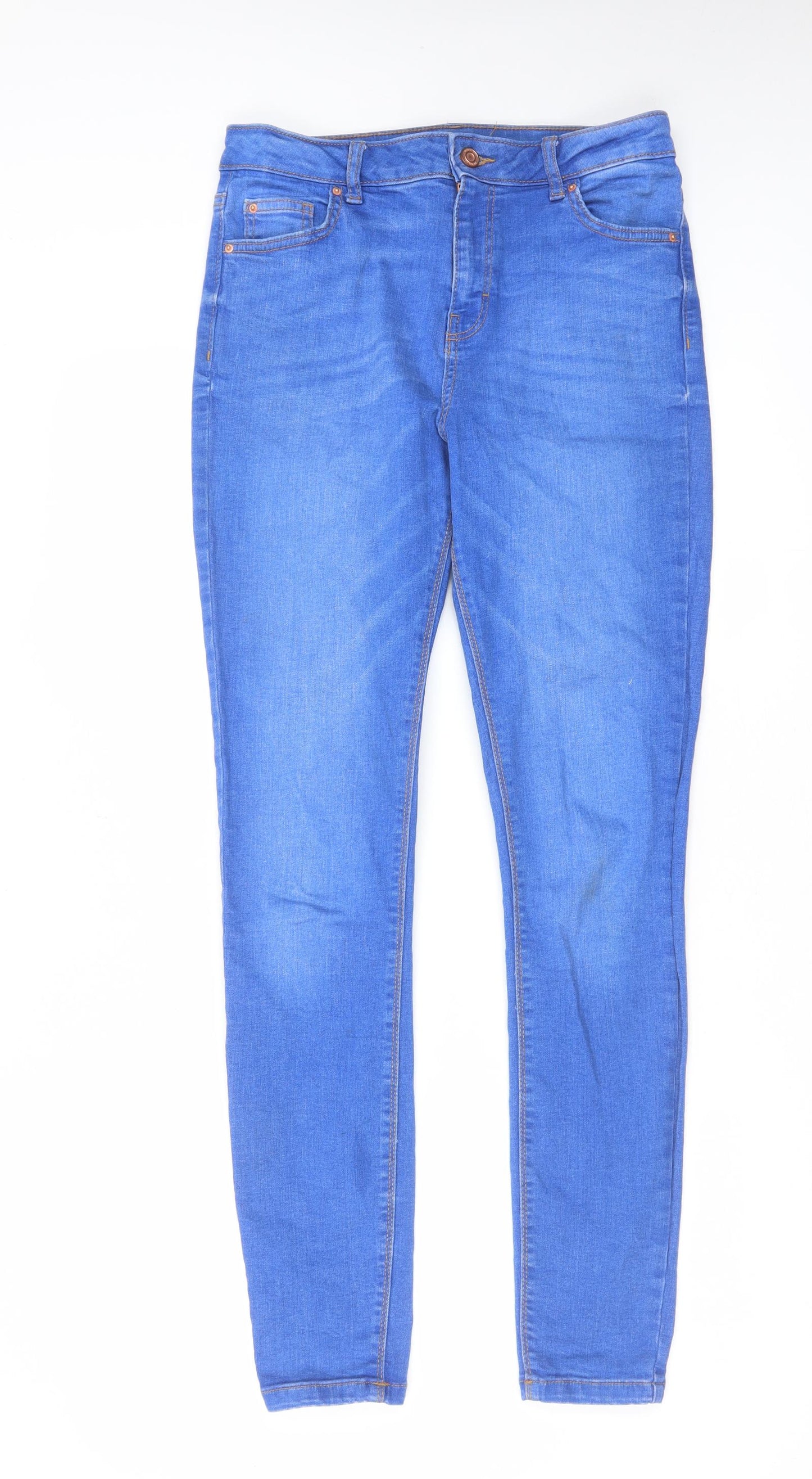 Denim & Co. Womens Blue Cotton Straight Jeans Size 12 L30 in Regular Zip