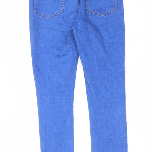 Denim & Co. Womens Blue Cotton Straight Jeans Size 12 L30 in Regular Zip