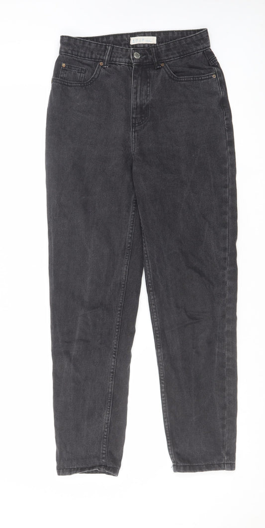 Denim & Co. Womens Grey Cotton Straight Jeans Size 6 L28 in Regular Zip