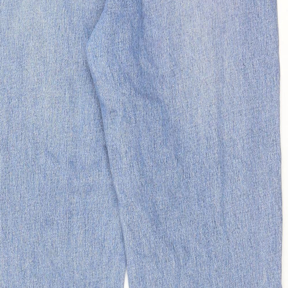 H&M Womens Blue Cotton Straight Jeans Size 14 L32 in Regular Zip