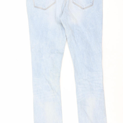 Zara Womens Blue Cotton Straight Jeans Size 12 L26 in Regular Zip