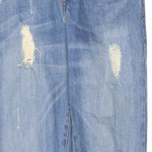 Denim & Co. Womens Blue Cotton Straight Jeans Size 12 L26 in Regular Zip