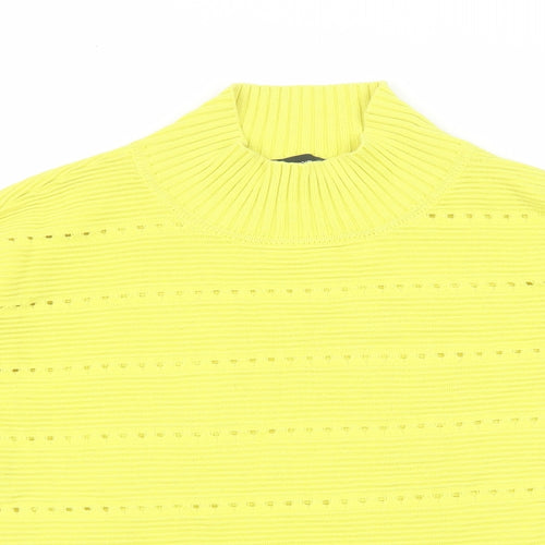 French Connection Womens Yellow High Neck Cotton Pullover Jumper Size L
