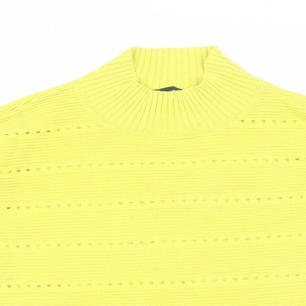 French Connection Womens Yellow High Neck Cotton Pullover Jumper Size L