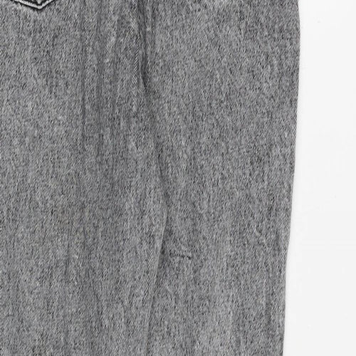 Denim & Co. Womens Grey Cotton Mom Jeans Size 6 L24 in Regular Zip - Distressed Hems