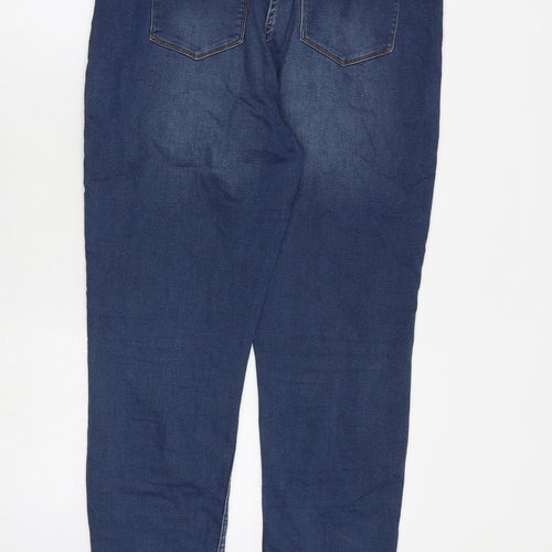 Falmer Heritage Womens Blue Herringbone Cotton Straight Jeans Size 16 L30 in Regular Zip