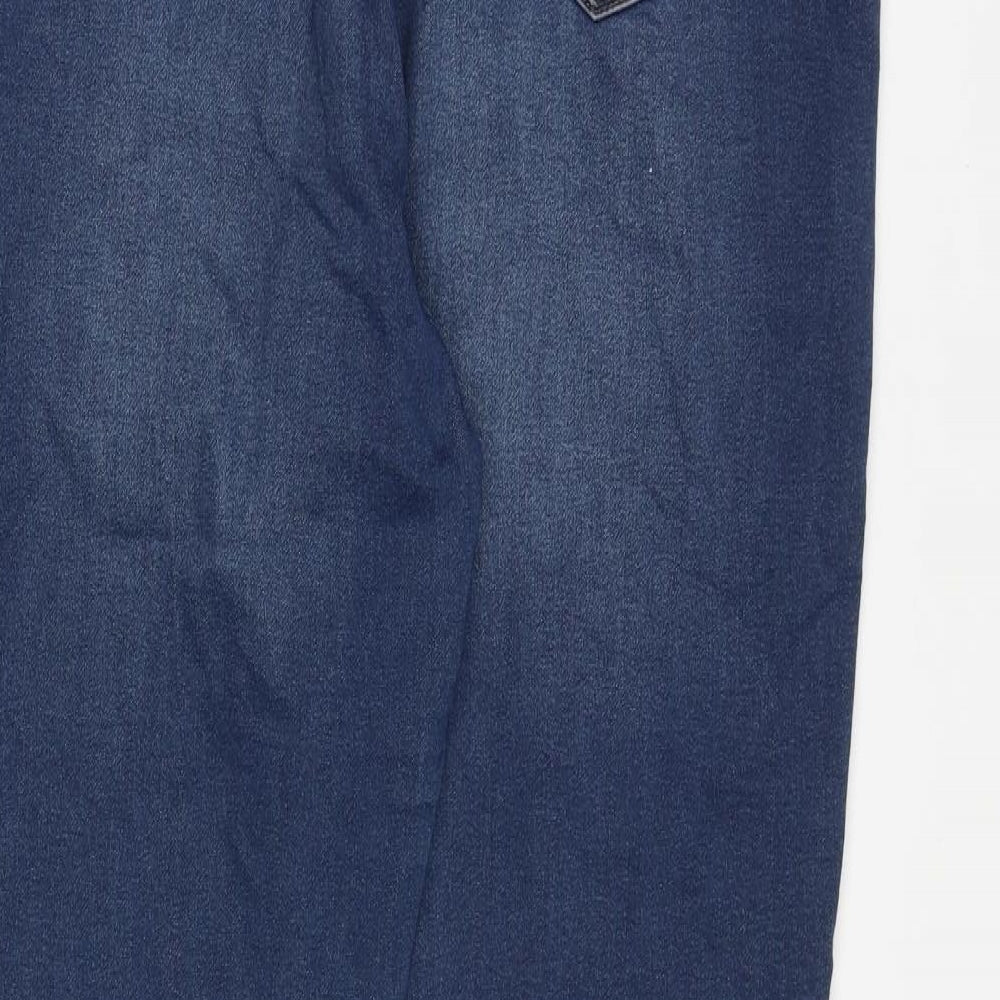 Falmer Heritage Womens Blue Herringbone Cotton Straight Jeans Size 16 L30 in Regular Zip
