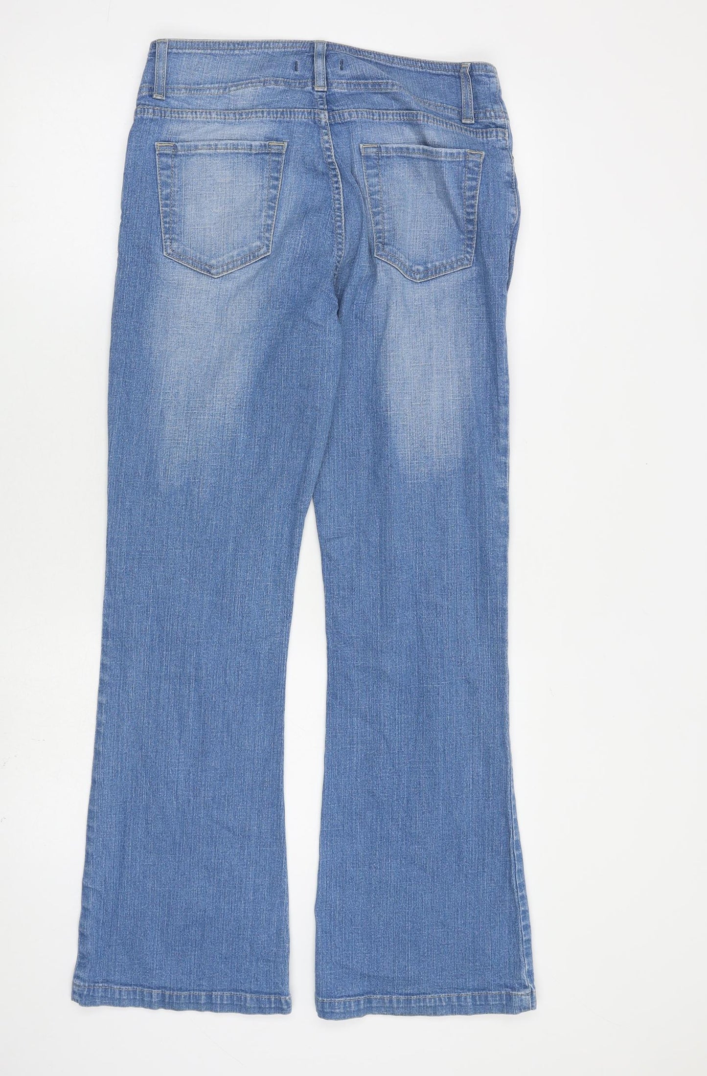 NEXT Womens Blue Cotton Bootcut Jeans Size 12 L30 in Regular Zip