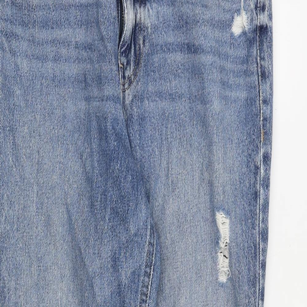 River Island Womens Blue Cotton Straight Jeans Size 8 L26 in Regular Zip