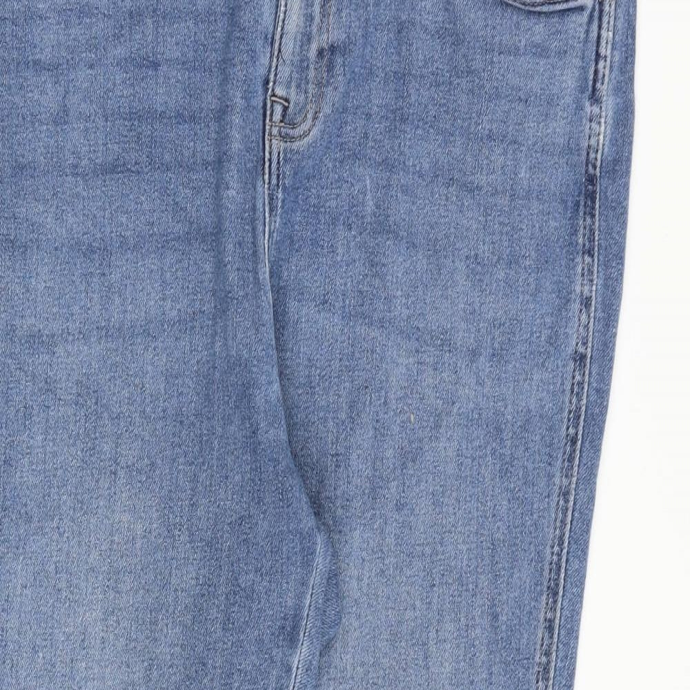 NEXT Womens Blue Cotton Skinny Jeans Size 16 L26 in Regular Zip - Cropped