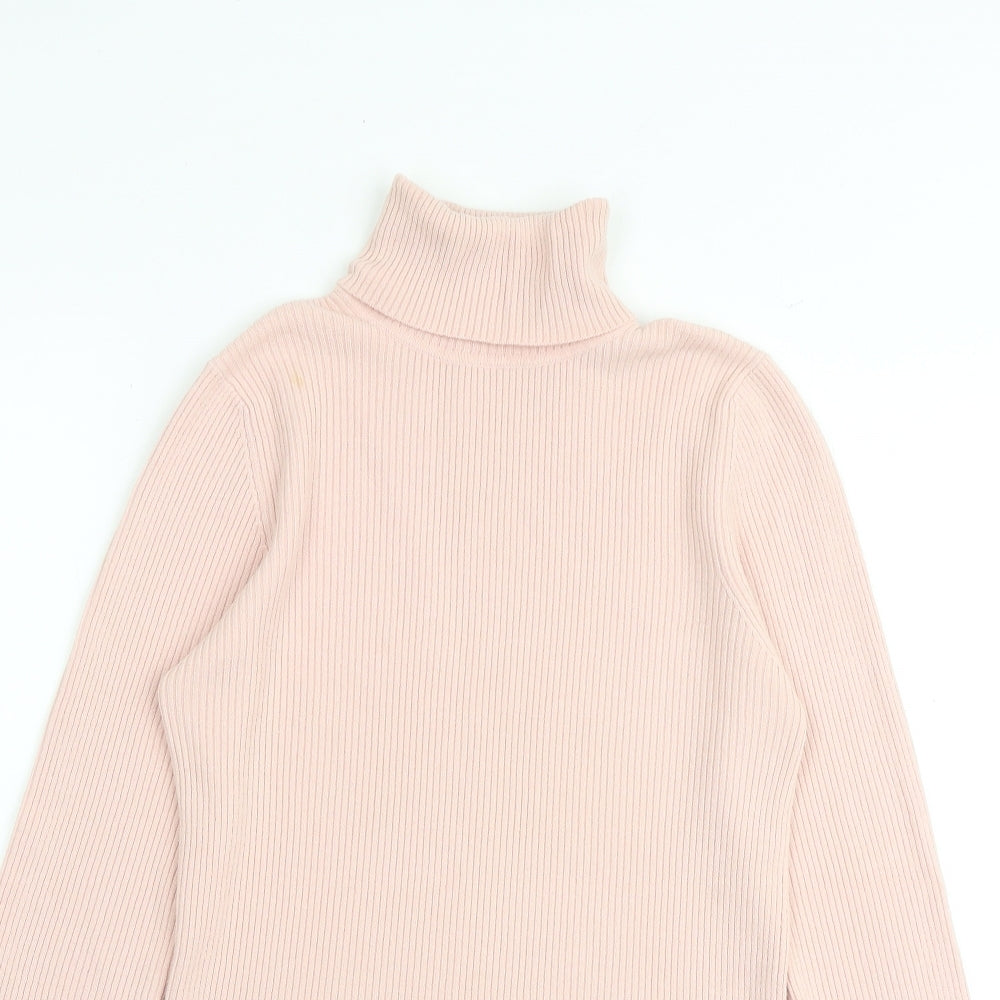 Marks and Spencer Womens Pink Roll Neck Acrylic Pullover Jumper Size 12