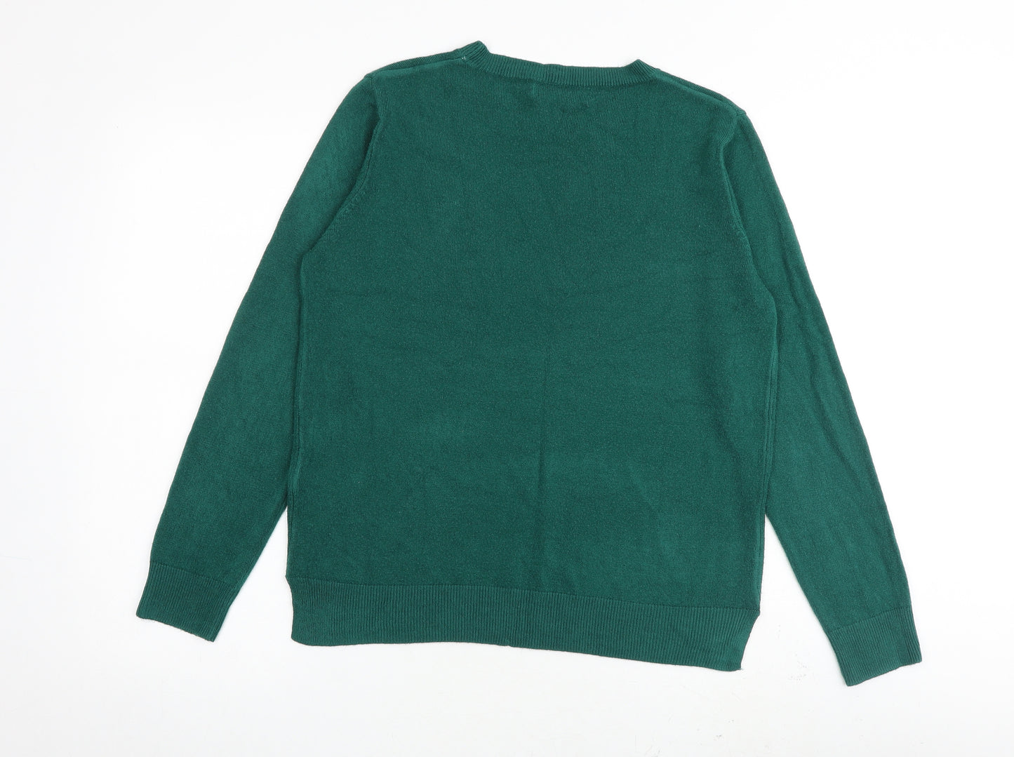 Marks and Spencer Womens Green Crew Neck Acrylic Pullover Jumper Size 14