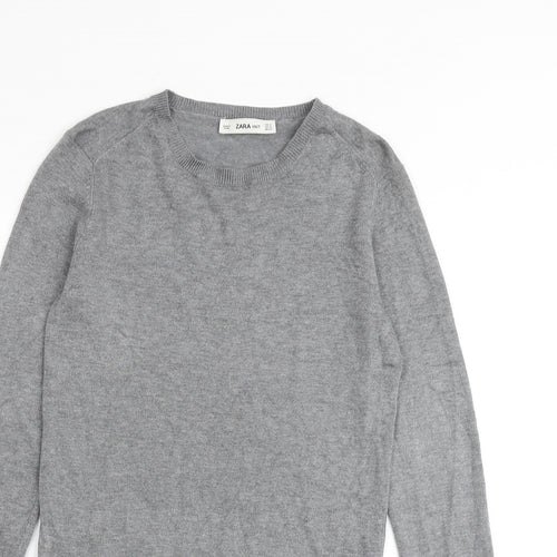 Zara Womens Grey Round Neck Viscose Pullover Jumper Size M