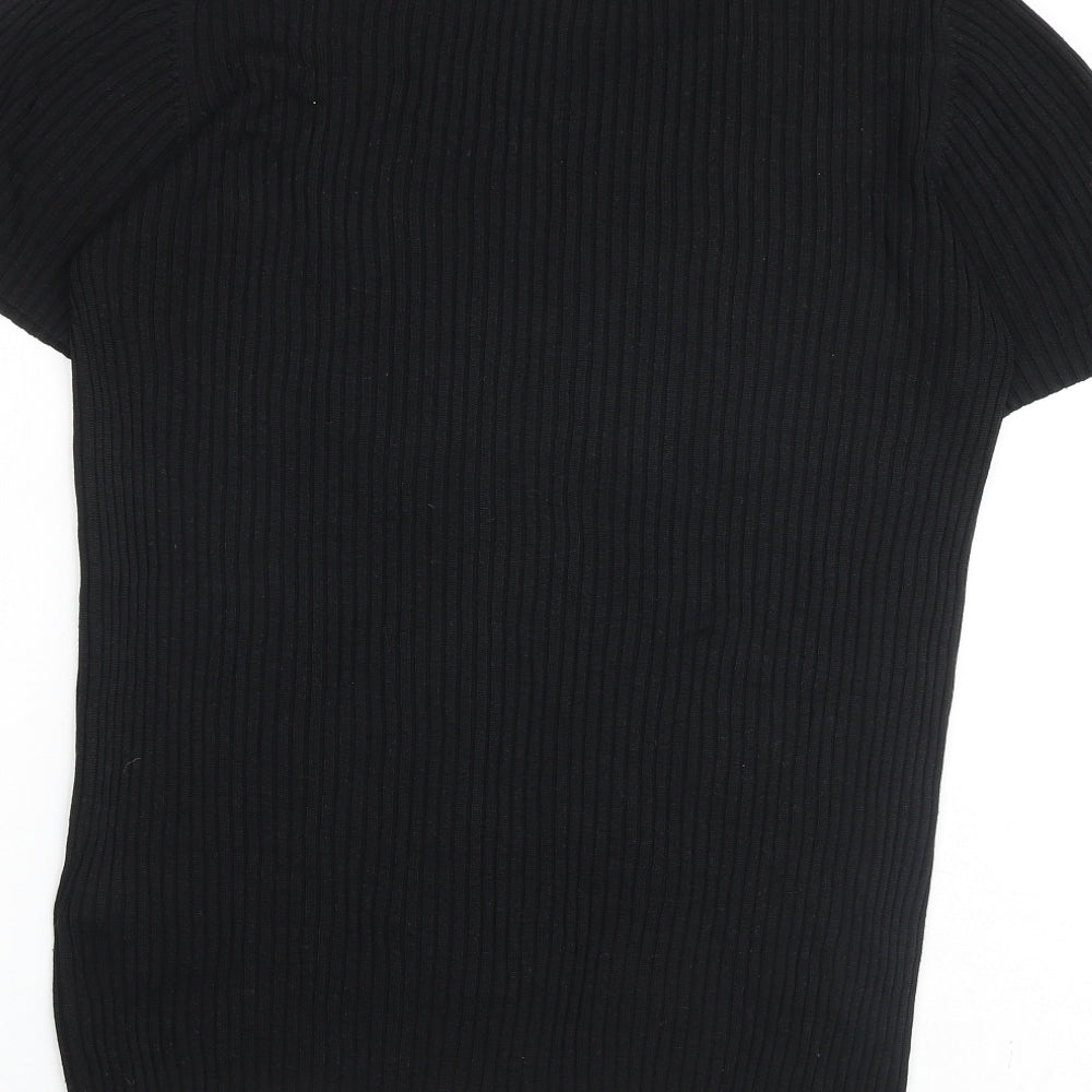 Marks and Spencer Womens Black Silk Basic T-Shirt Size 16 Round Neck