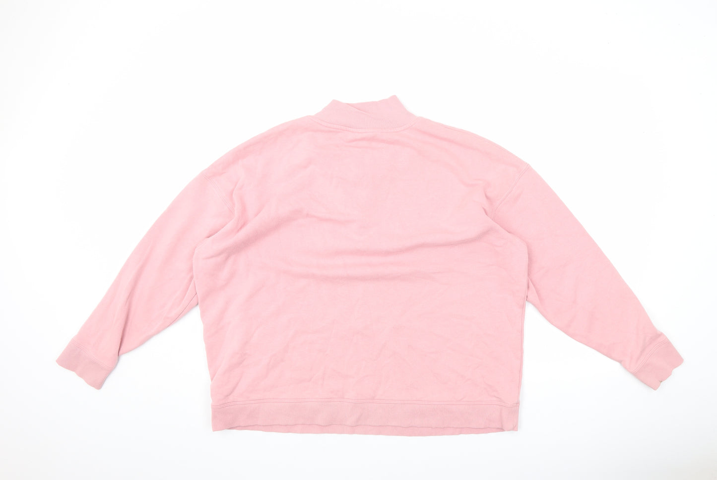 Marks and Spencer Womens Pink Cotton Pullover Sweatshirt Size 18 Zip