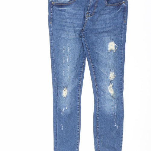 Khaadi Mens Blue Cotton Skinny Jeans Size 30 in L28 in Slim Zip