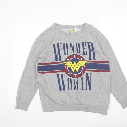Wonder Woman Womens Grey Cotton Pullover Sweatshirt Size M Pullover