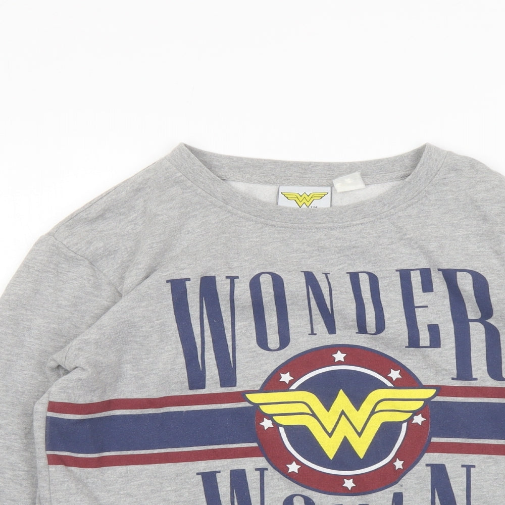 Wonder Woman Womens Grey Cotton Pullover Sweatshirt Size M Pullover
