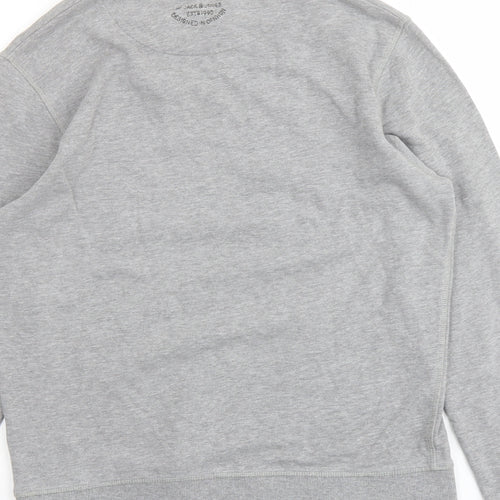 JACK & JONES Mens Grey Cotton Pullover Sweatshirt Size S - Jack & Jones Logo