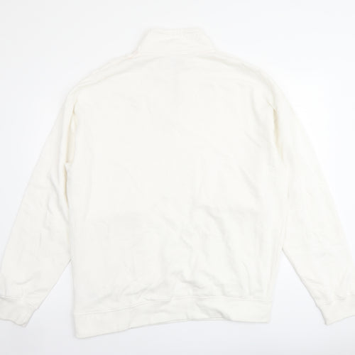 Topman Mens Ivory Cotton Pullover Sweatshirt Size M - Pockets 1/4 Zip Drawstring