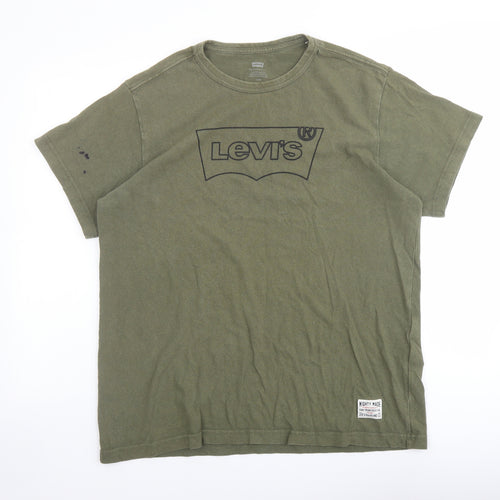 Levi's Mens Green Cotton T-Shirt Size L Round Neck