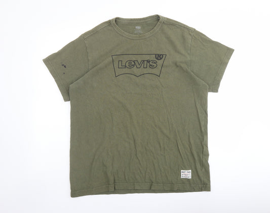 Levi's Mens Green Cotton T-Shirt Size L Round Neck