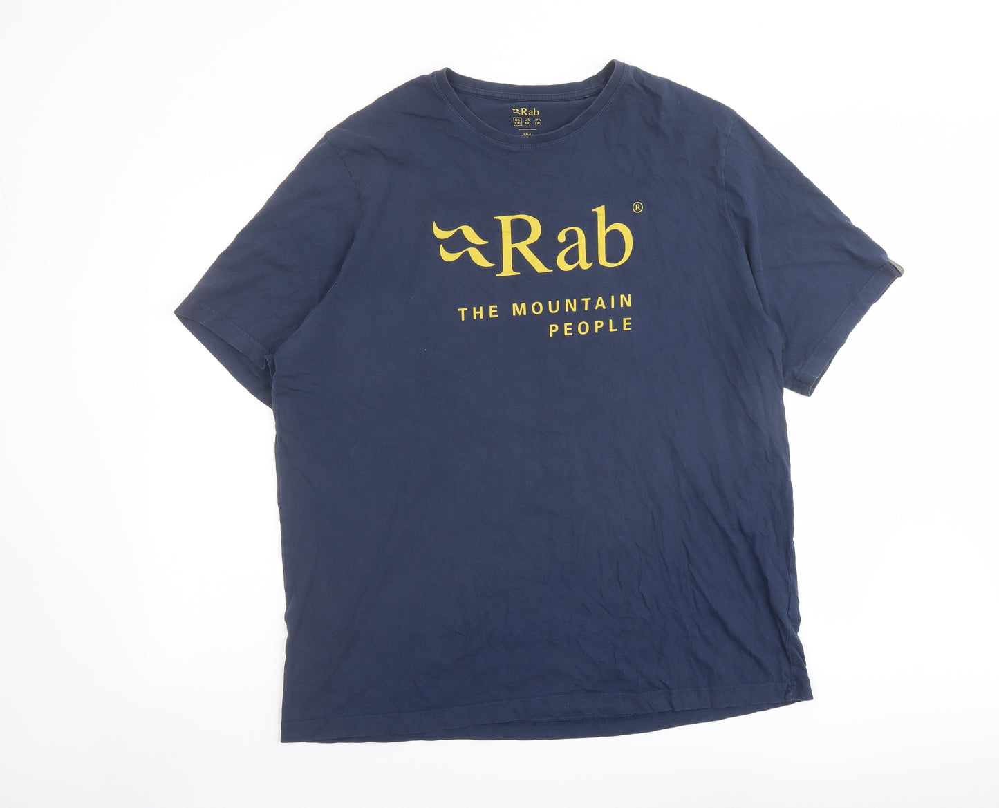 RAB Mens Blue Cotton T-Shirt Size 2XL Round Neck