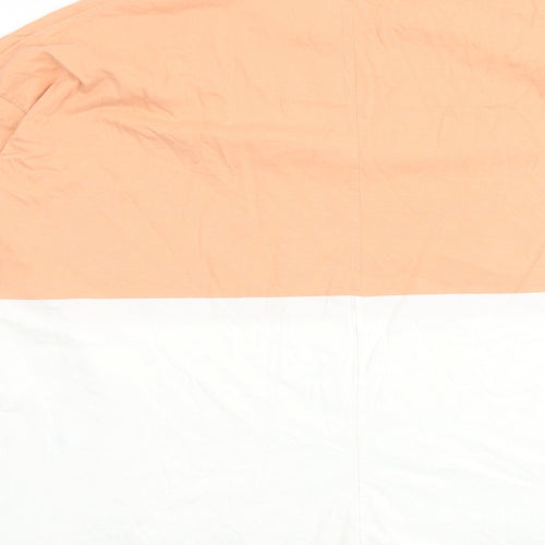 John Lewis Womens Orange Colourblock Cotton Basic Blouse Size M Crew Neck