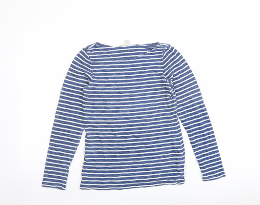H&M Womens Blue Polka Dot Cotton Basic T-Shirt Size S Round Neck