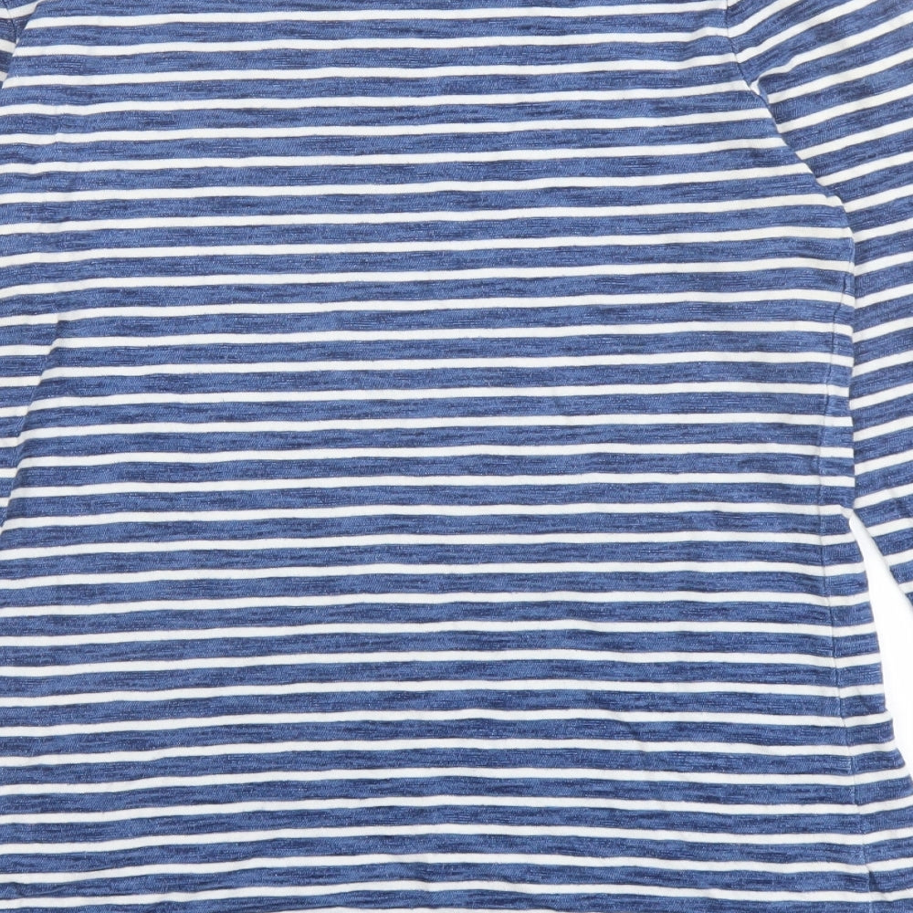 H&M Womens Blue Polka Dot Cotton Basic T-Shirt Size S Round Neck