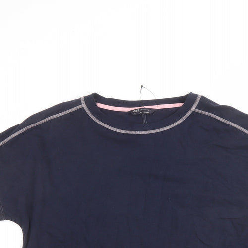 Marks and Spencer Womens Blue Cotton Basic T-Shirt Size 12 Round Neck